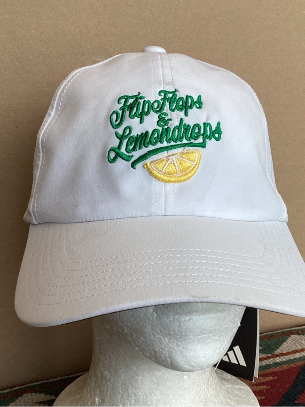 Adidas flip flops and lemonade hat NWT